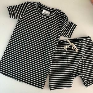Mebie Baby Charcoal Stripe Shorts Set - 4T
